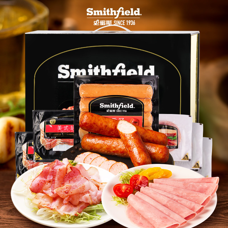 史蜜斯美式培根火腿香肠礼盒装2082g早餐家用培根肉片儿童无添加,粮油调味/速食/干货/烘焙,培根,淘宝优惠券,粉丝福利购,淘宝优惠卷