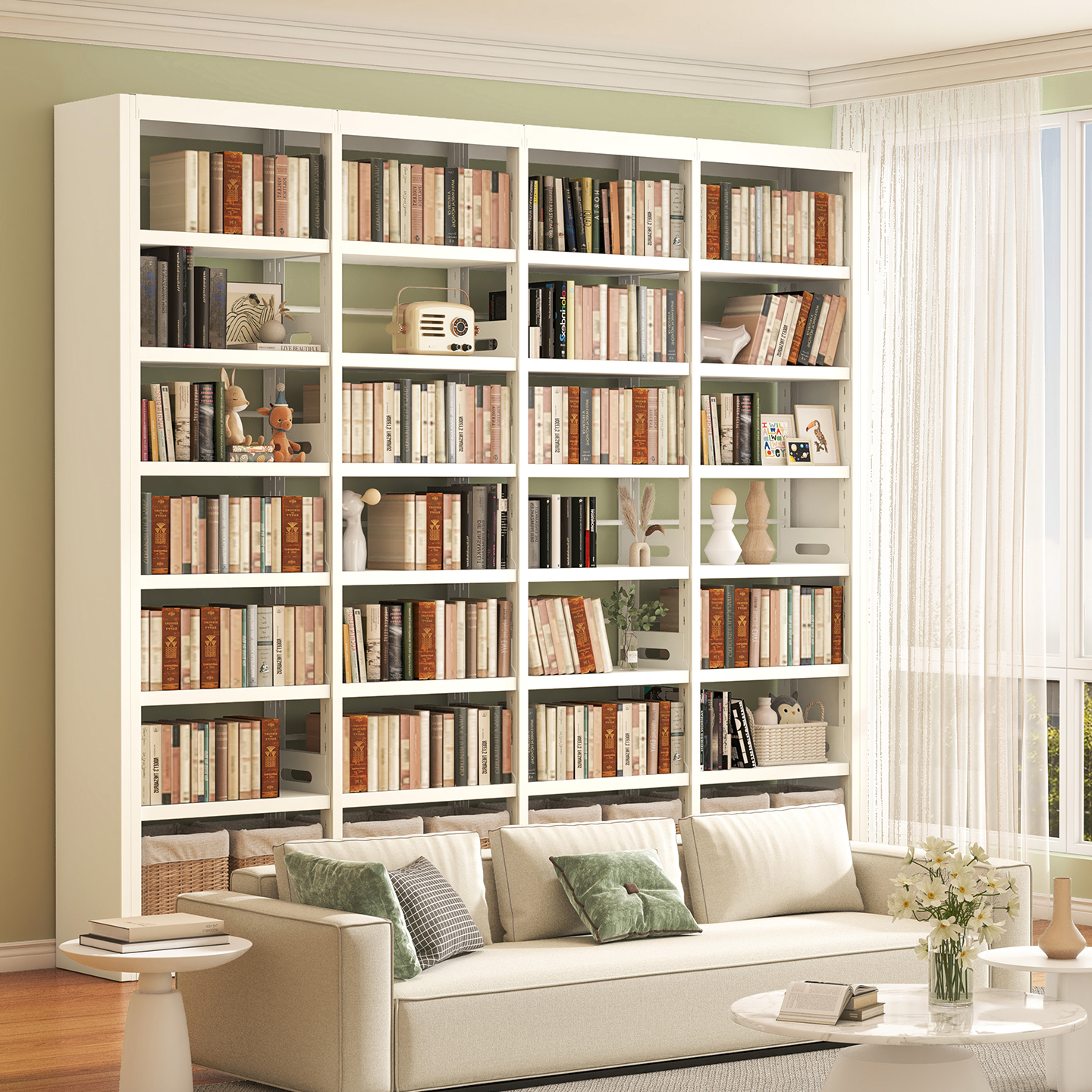 福凯祥钢制图书馆书架落地儿童书柜家用客厅储物架绘本架置物架子