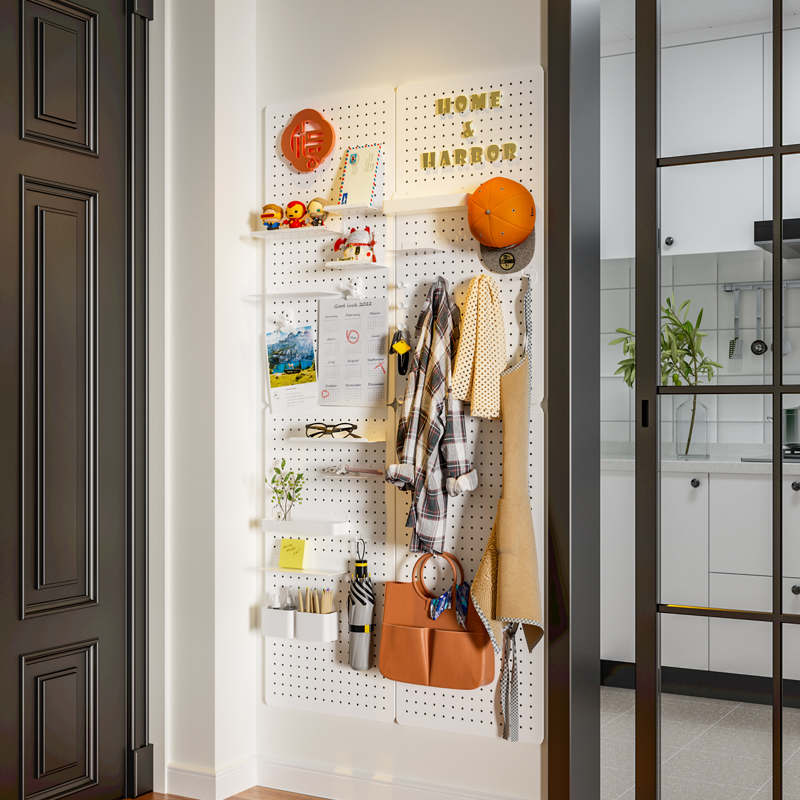 玄关洞洞板墙上置物架金属免打孔隔板书桌展示架墙面物品收纳架子,收纳整理,收纳洞洞板,淘宝优惠券,粉丝福利购,淘宝优惠卷