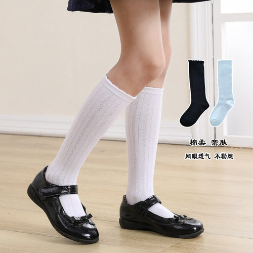 夏薄款公主白色中筒袜女童长筒袜