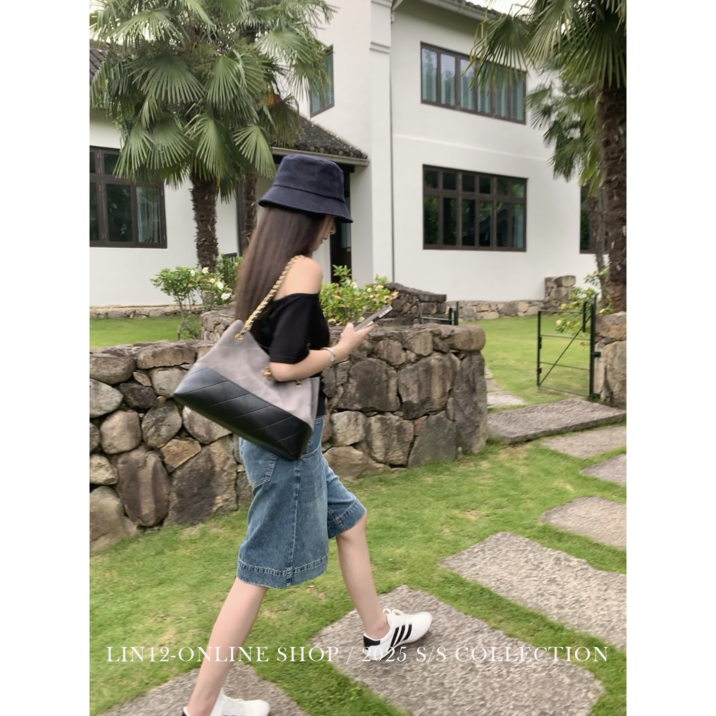 Lin12-Brooklyn街区 阔腿休闲五分牛仔裤女夏季薄款宽松直筒短裤