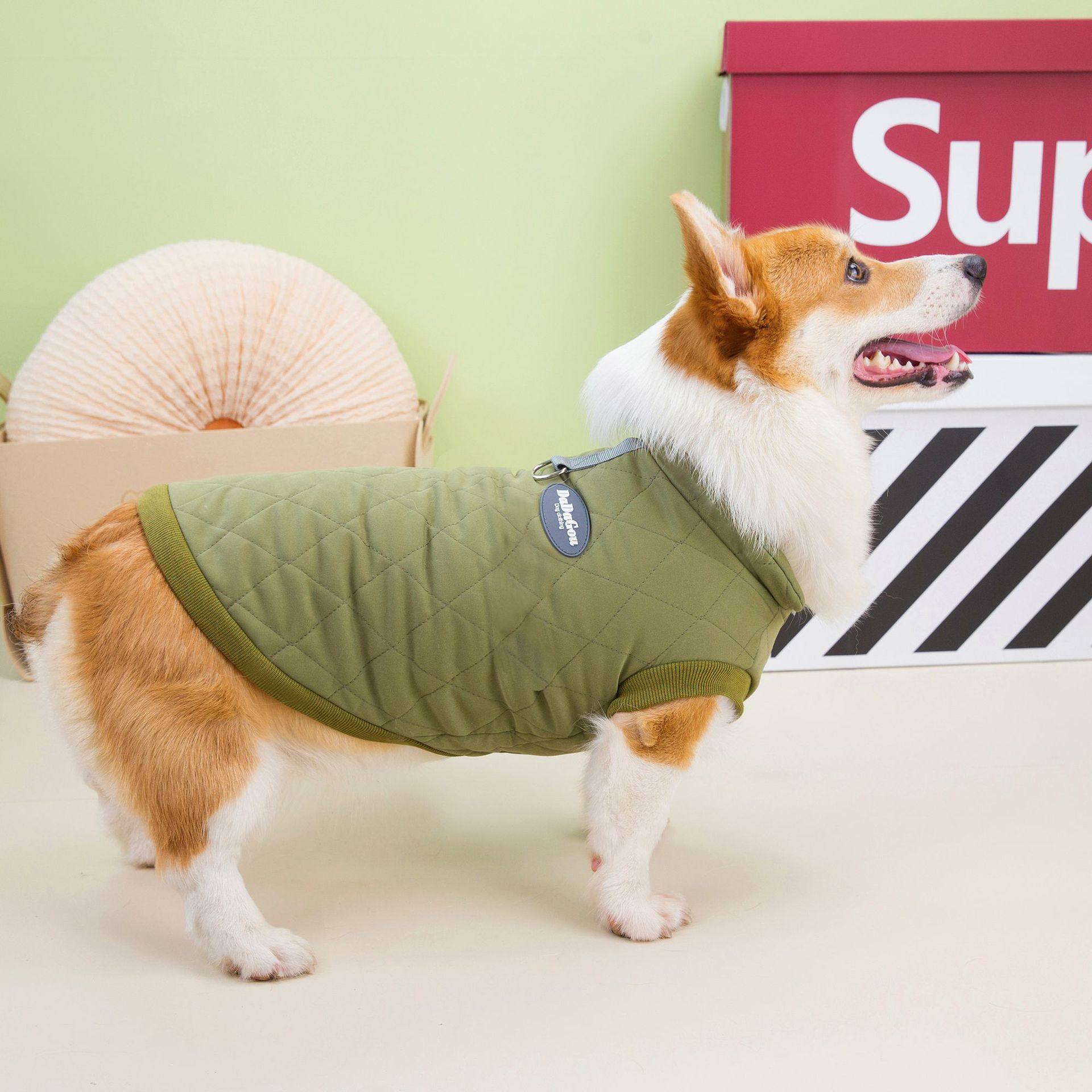 柯基柴犬狗狗衣服冬季可牵引扣中型宠物棉衣加厚马甲加绒保暖背心