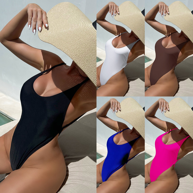 女士INS性感连体大露背丁字裤连体bikini泳衣温泉辣妹度假比基尼
