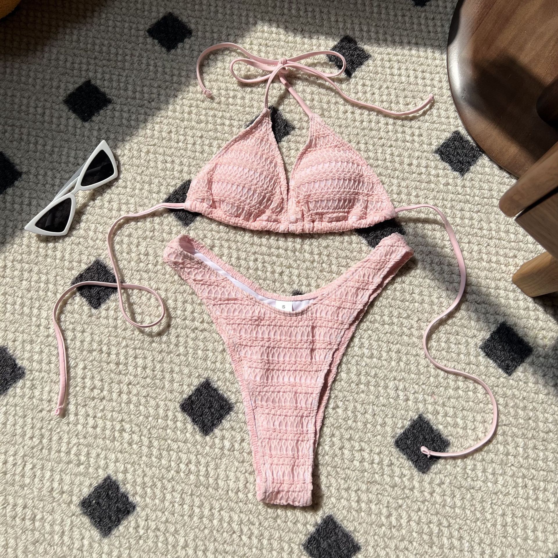 女士分體三角系帶bikini