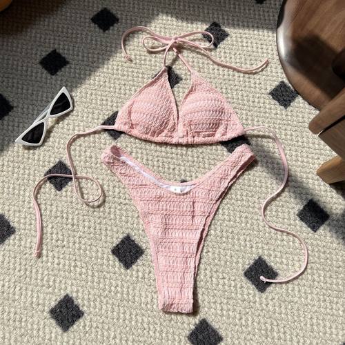 女士分体三角系带bikini