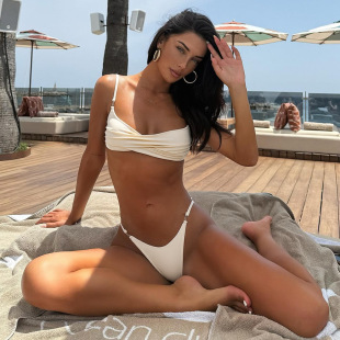 欧美女士纯色分体性感沙滩bikini泳衣辣妹性感海边显瘦比基尼泳装