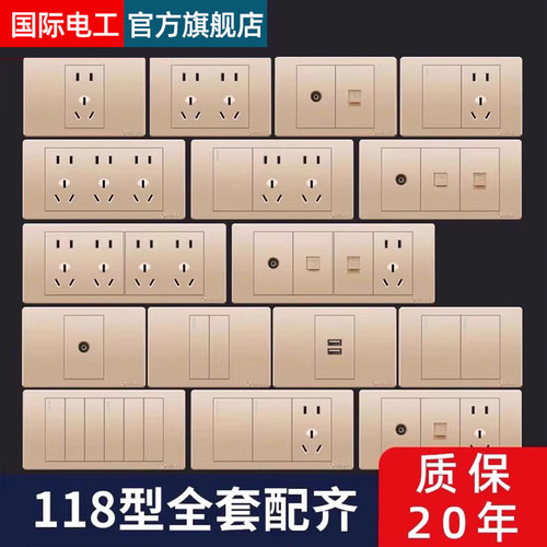 118型墙壁开关插座金色国际电工