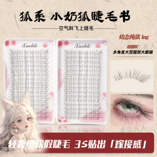 免胶水单簇自然款小奶狐假睫毛女婴儿弯清冷破碎感狐系斜飞睫毛书
