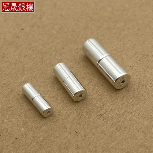 s925纯银项链手链螺丝扣穿圆珍珠串连接扣头螺纹饰品diy配件柱形