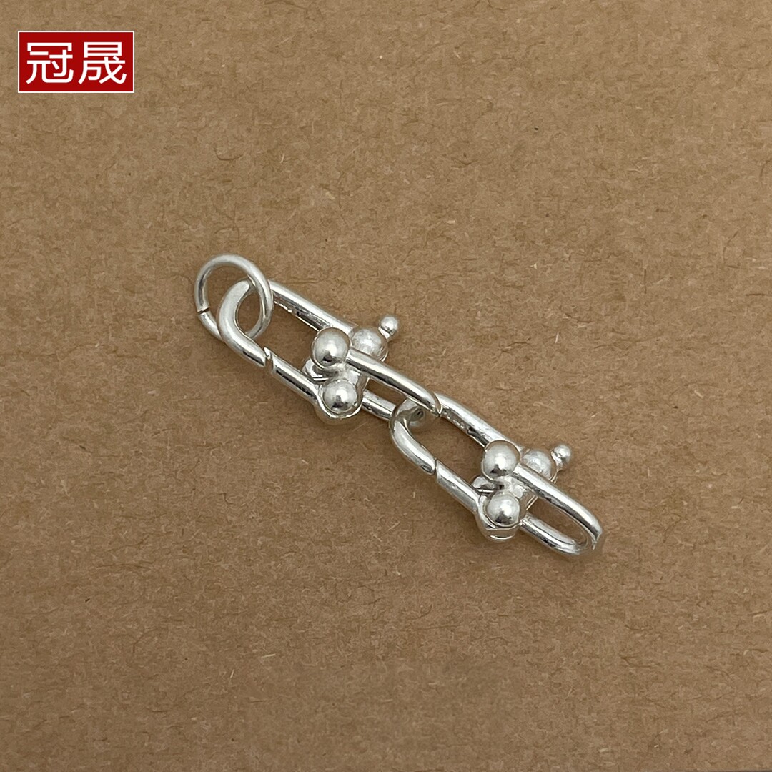 S925银弹簧扣马蹄扣双扣带圈 手工DIY珍珠项链手链饰品连接扣配件图片