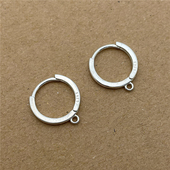 925纯银耳饰配件耳环带圈耳扣DIY手工可吊珠子制作半成品耳坠厂家