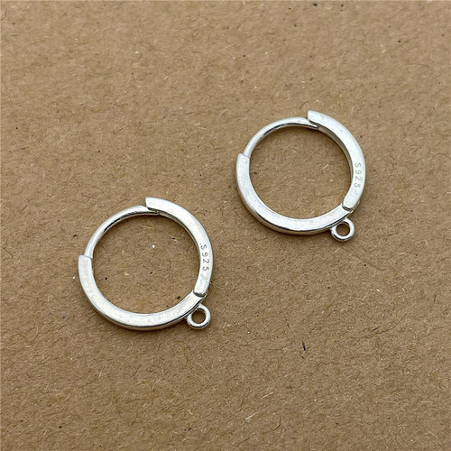 925纯银耳饰配件耳环带圈耳扣DIY手工可吊珠子制作半成品耳坠厂家