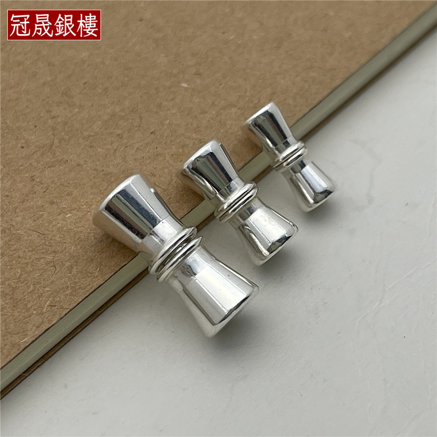s925纯银螺旋珍珠扣光身螺纹卡扣水晶玉石串手链项链首饰连接搭扣