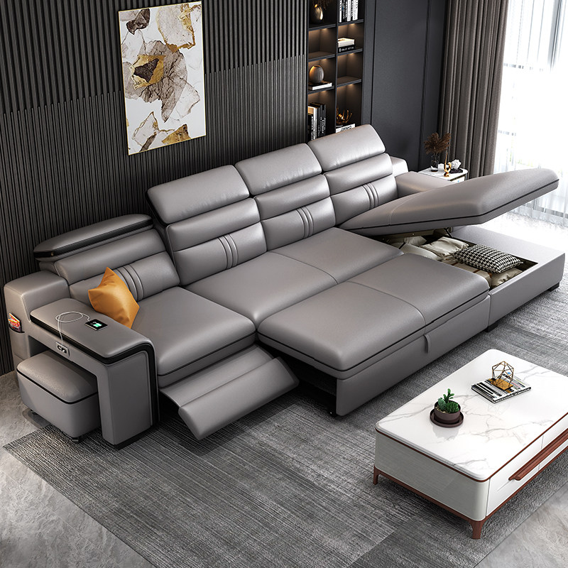 真皮沙发床客厅2025新款多功能折叠两用沙发床贵妃智能电动沙发