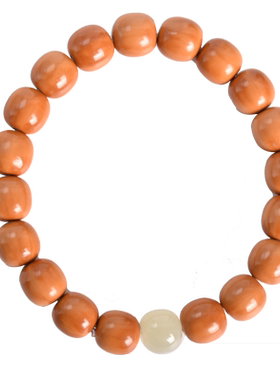 野生猴头雕刻老型和田玉佛珠手链