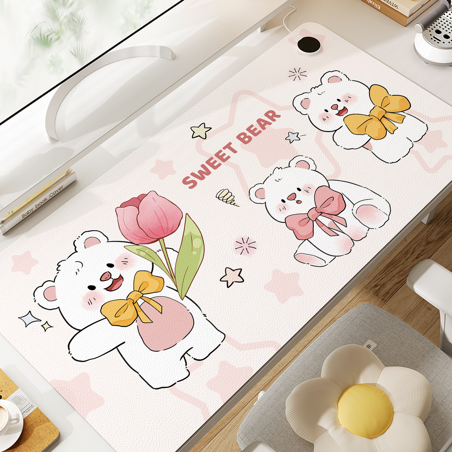 粉色系加热鼠标垫超大发热暖手垫