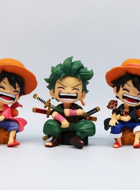 手办 SD尼卡路飞 Q版路飞 绿色索隆 白衣山治模型摆件雕像