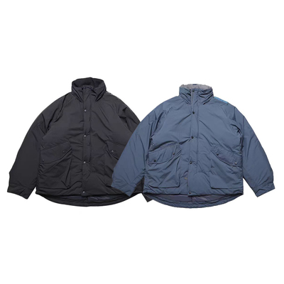 户外保暖大口袋隐藏帽立领棉服