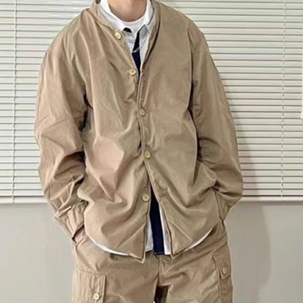 24AW Band Collar Jacket宽松春秋款水洗立领夹克外套