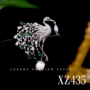 高级感奢华设计感丹顶鹤胸针女个性气质外套开衫胸花时尚精致别针