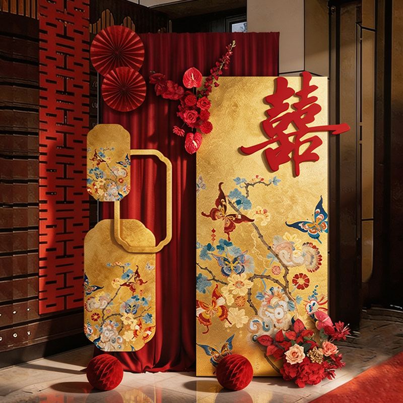 氛围感布幔迎宾拍照kt板背景墙图片