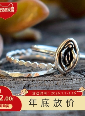 新款跨境爆款独立站眼睛黑色花朵女权独立宣言戒指三件套个性做旧