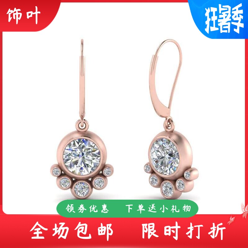新款精美耳饰玫瑰金色几何圆形钻