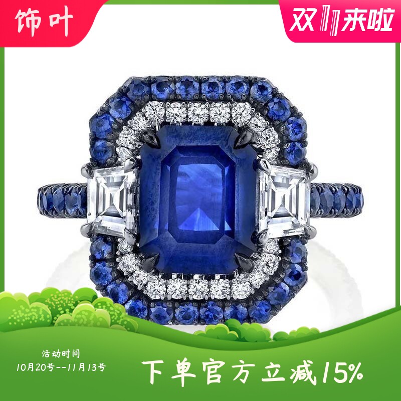 新款热卖时尚女士蓝色水钻戒指合金电镀订求婚戒指