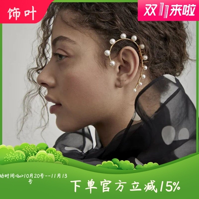 新款欧美重工轻奢跨境珍珠单耳耳挂个性设计感耳边发梳简约配饰女