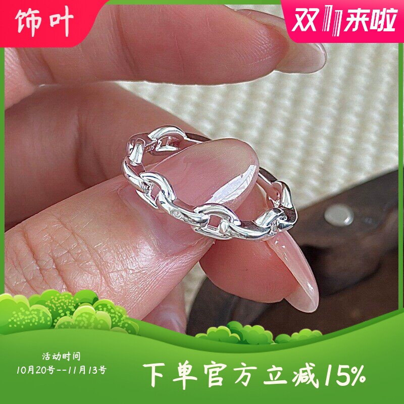 S925纯银韩版小众设计感复古链条