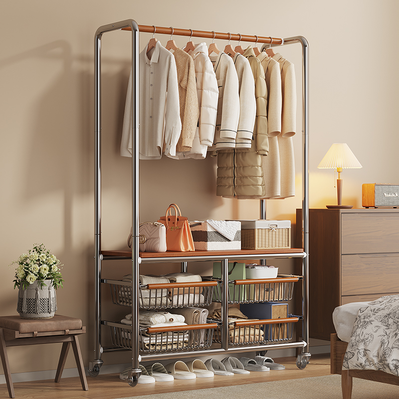 wawj不锈钢挂衣架落地卧室衣帽架