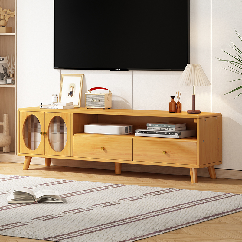 电视柜简约现代小户型楠竹卧室客厅落地柜子斗柜北欧轻奢茶几地台