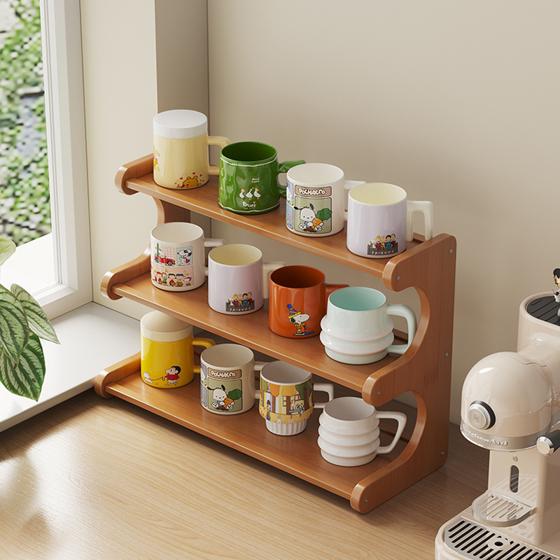 桌面杯子收纳置物架2025新款茶杯架台面水壶咖啡杯架子水杯放置架