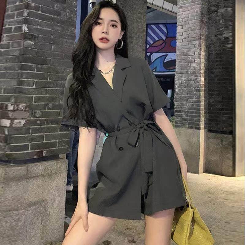 2023夏季高级感时尚西装套装女小香风西装连体裤洋气小个子短裤女