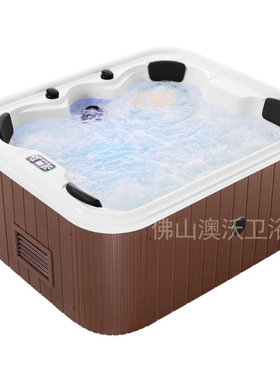 会所别墅花园SPA大池亚克力浴缸恒温智能按摩冲浪4人浴池jacuzzi