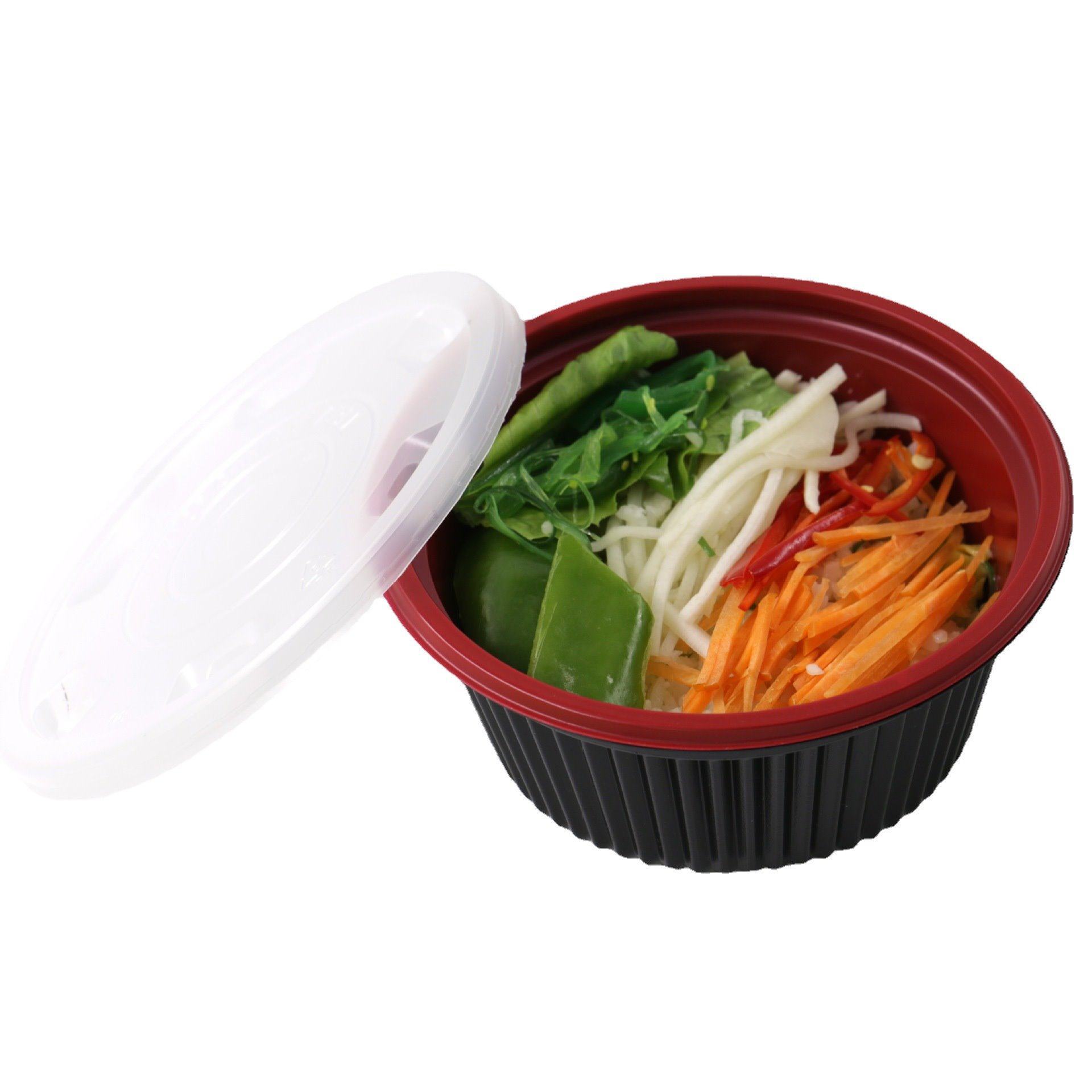 隔热双层加厚圆型打包碗防烫手双色碗耐高温500 750ml28oz38oz