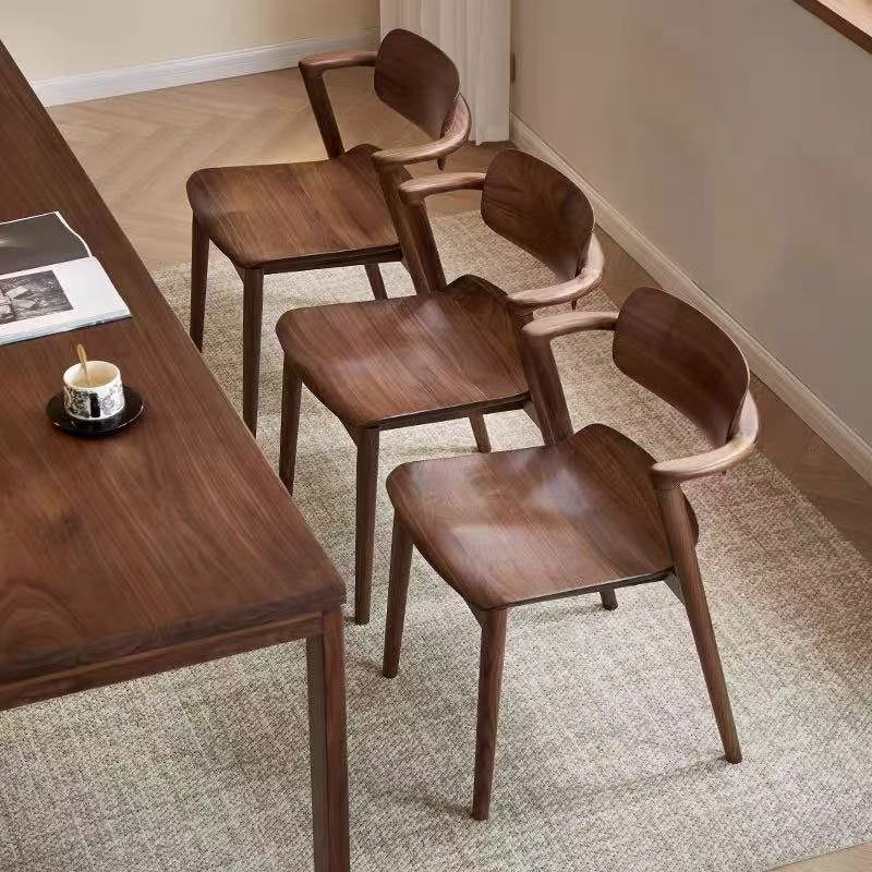 北美黑胡桃木餐椅 现代简约家用扶手椅 北欧实木白蜡木办公休闲椅