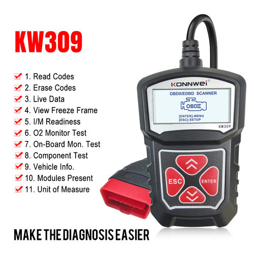 七语言 KONNWEI KW309 MS309汽车故障诊断仪扫描仪行车电脑ELM327