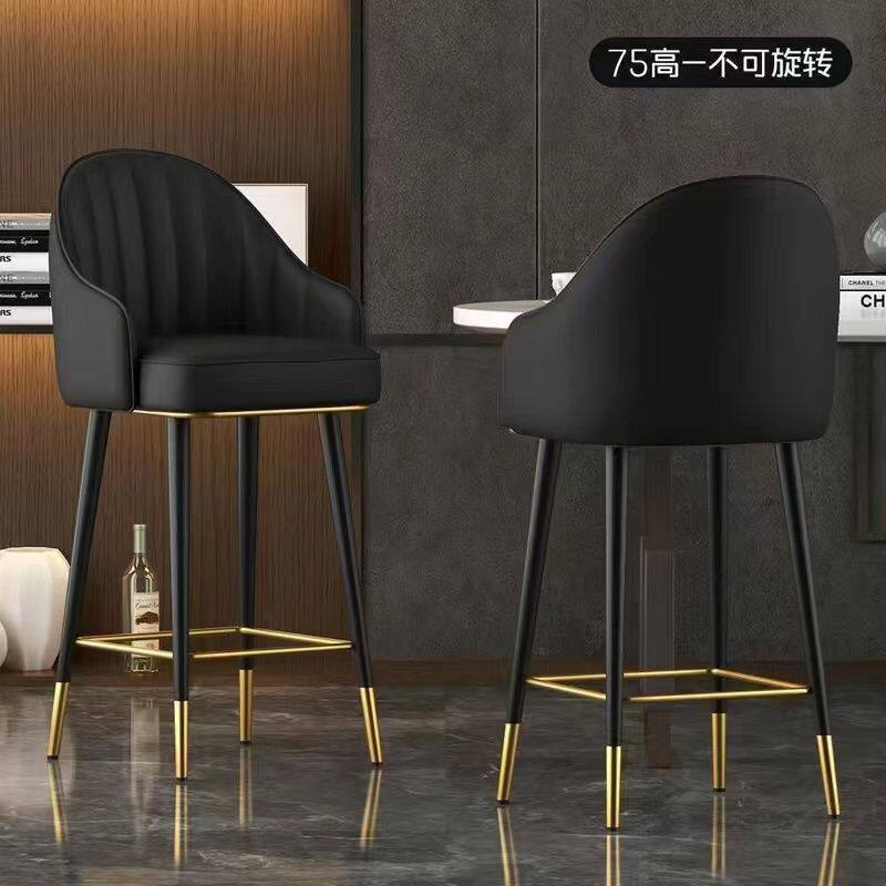 办公椅子高脚凳岛台椅子商用餐饮店商用旋转靠背椅加高会客椅黑色