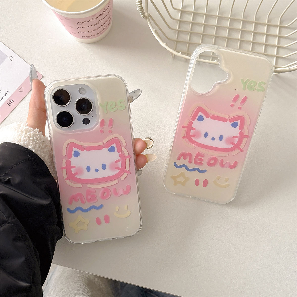 彩线条贝蒂猫适用苹果16Promax手机壳少女心15plus趣味iPhone14软萌13新款11高级感XSMAX防摔12姐妹8plus可爱