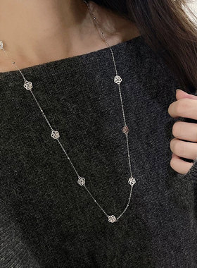 满天星玫瑰项链秋冬长款毛衣链