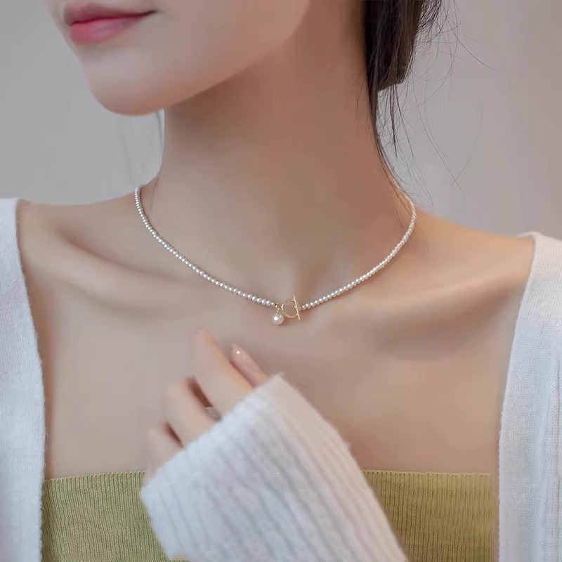 极细小米珠OT扣项链女2025新爆款