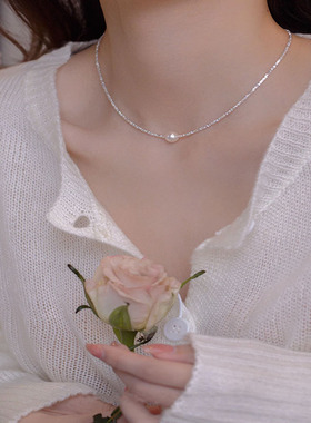 法式仿碎银珍珠项链女2025新爆款