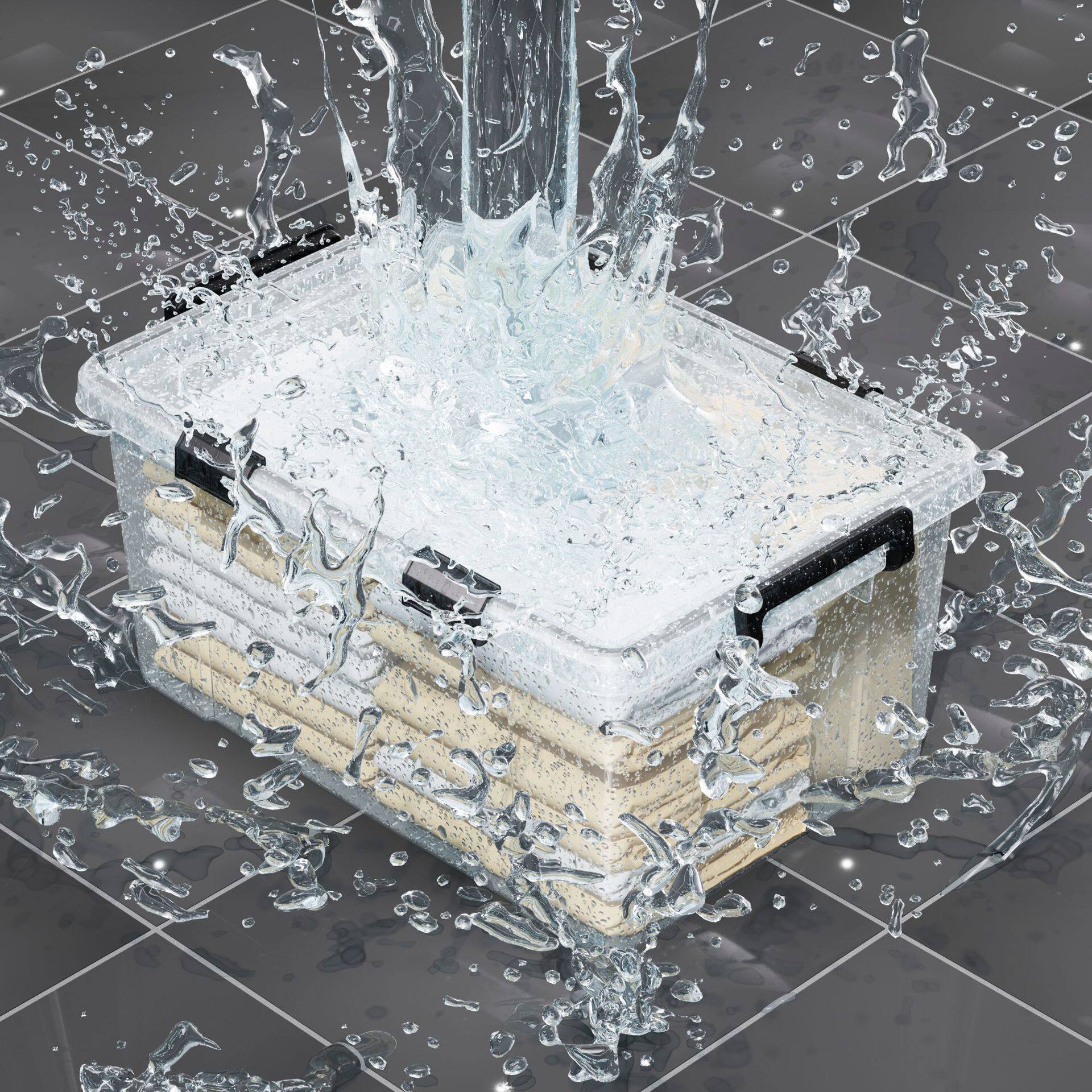 炬意密封收纳箱透明防潮衣服书本整理箱大小号防水周转塑料储物箱