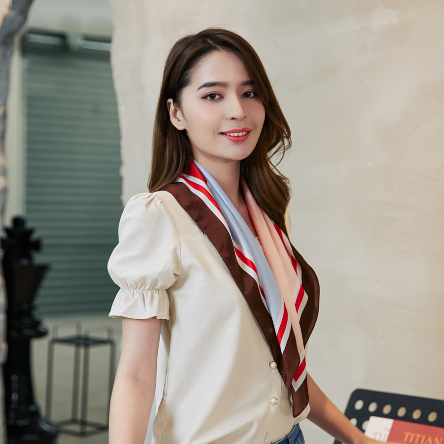 小方巾防晒复古遮阳桑蚕丝雪绒花