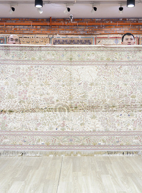 天匠240x140cm手工真丝波斯地毯纯色北欧客厅沙发茶几地毯灰色