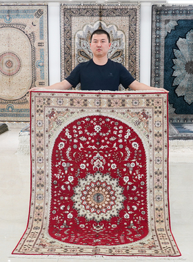 天匠120x180cm手工羊毛波斯地毯红色地毯伊朗手织地毯羊毛地毯