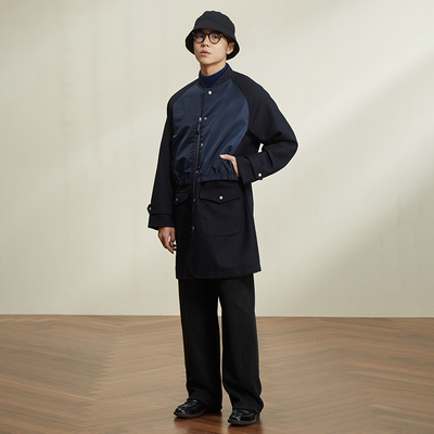 2色棒球领大衣重磅730g羊毛