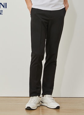 BONI/堡尼新品男士长裤黑色竖纹锦纶混纺休闲裤商务男裤KN280081B
