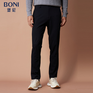 堡尼秋冬新品商务修身长裤混纺休闲裤黑色时尚男士裤子KM680471B